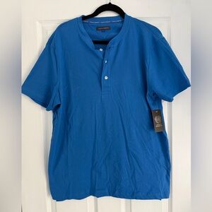 Vince Men’s Bright Blue Short-Sleeve Henley Polo